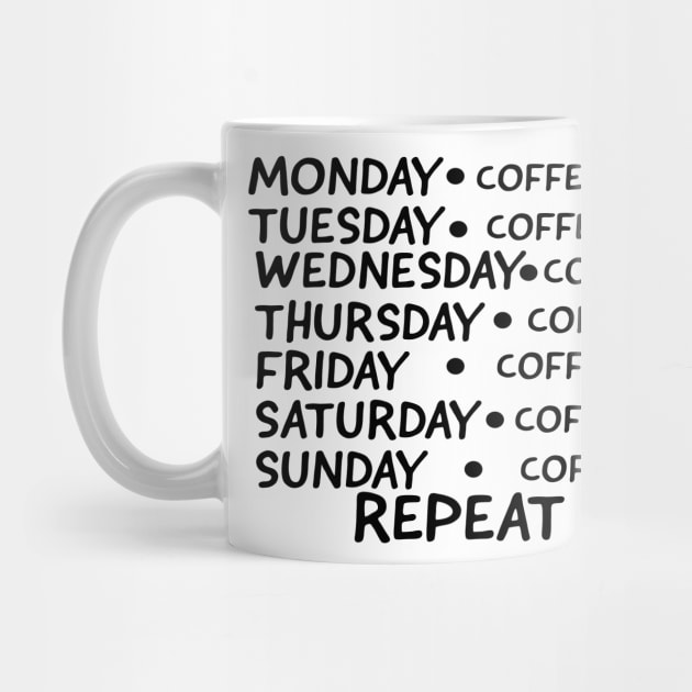 Coffee Everyday Repeat Funny Gift Idea by Happy - Design